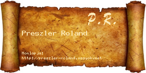 Preszler Roland névjegykártya