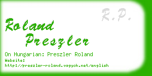 roland preszler business card